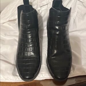 Dolce Vita Black Ankle Booties Crocodile Embossed